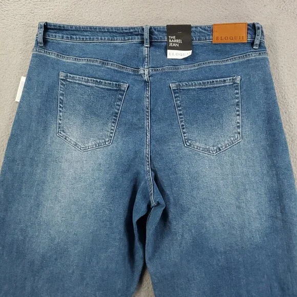 New Eloquii The Barrel Jean Womens 20 Blue Wash High Rise Stretch Comfort Denim - Picture 13 of 13